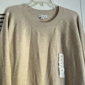 NEW Ava & Viv crew neck sweater Tan fall neutrals winter
